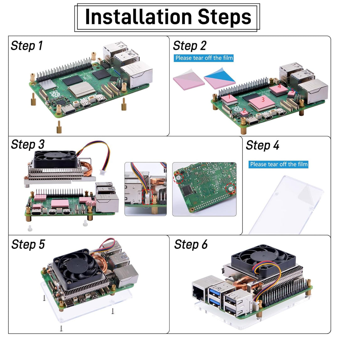 GeeekPi Ultra Thin ICE Tower Cooler for Raspberry Pi 5, Aluminum Heatsink with 40x40x5mm PWM Cooling