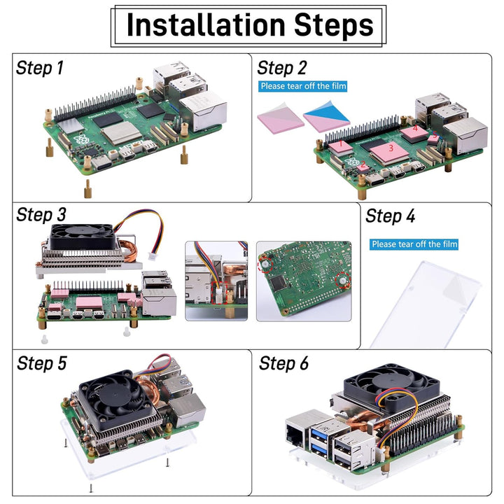GeeekPi Ultra Thin ICE Tower Cooler for Raspberry Pi 5, Aluminum Heatsink with 40x40x5mm PWM Cooling