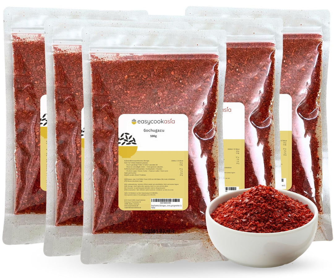 EasyCookAsia Gochugaru | Koreanische Gochugaru Chiliflocken in Plastik | 100g | Gochugaru Chili Flak
