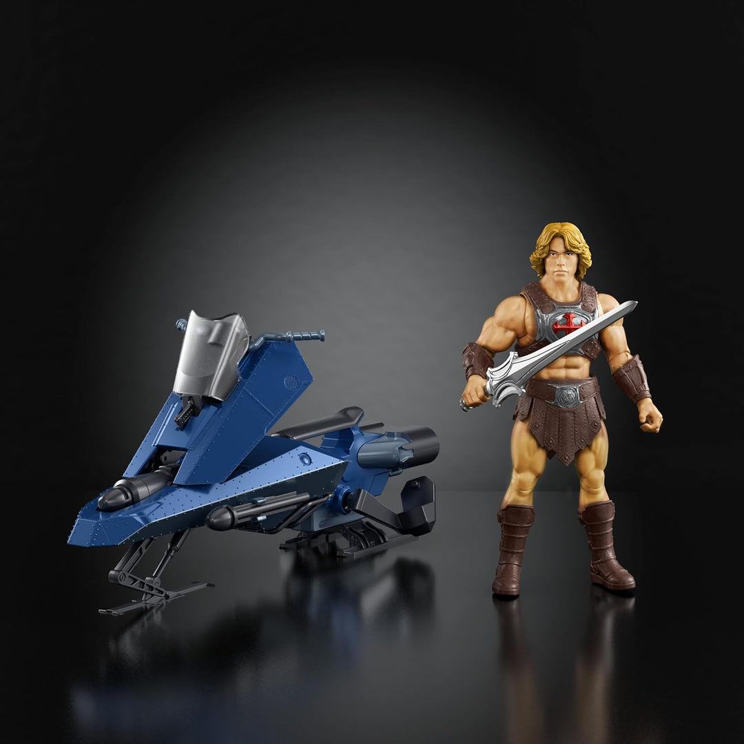 Masters of the Universe Fahrzeug und Figur massstabsgetreu 14 cm, He-Man und Sky Sled, detailgetreu