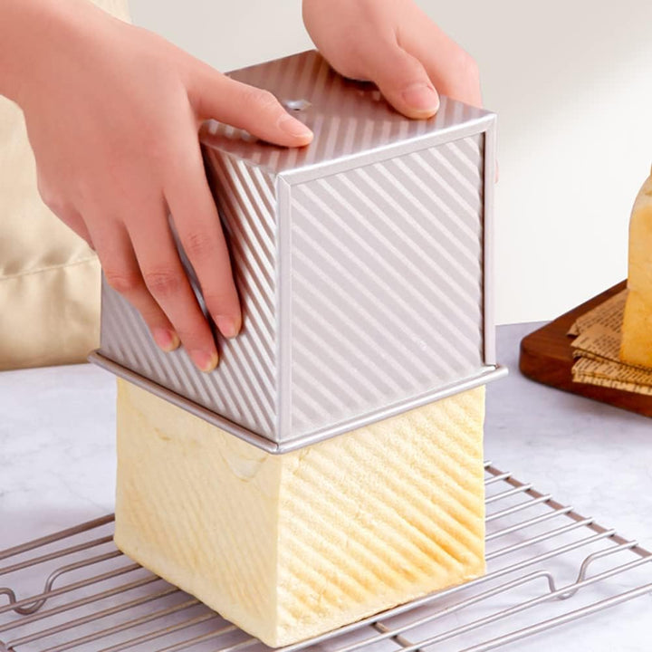 CANDeal Für 450g Teig Toast Brot Backform Gebäck Kuchen Brotbackform Mold Backform mit Deckel(Gold-Q