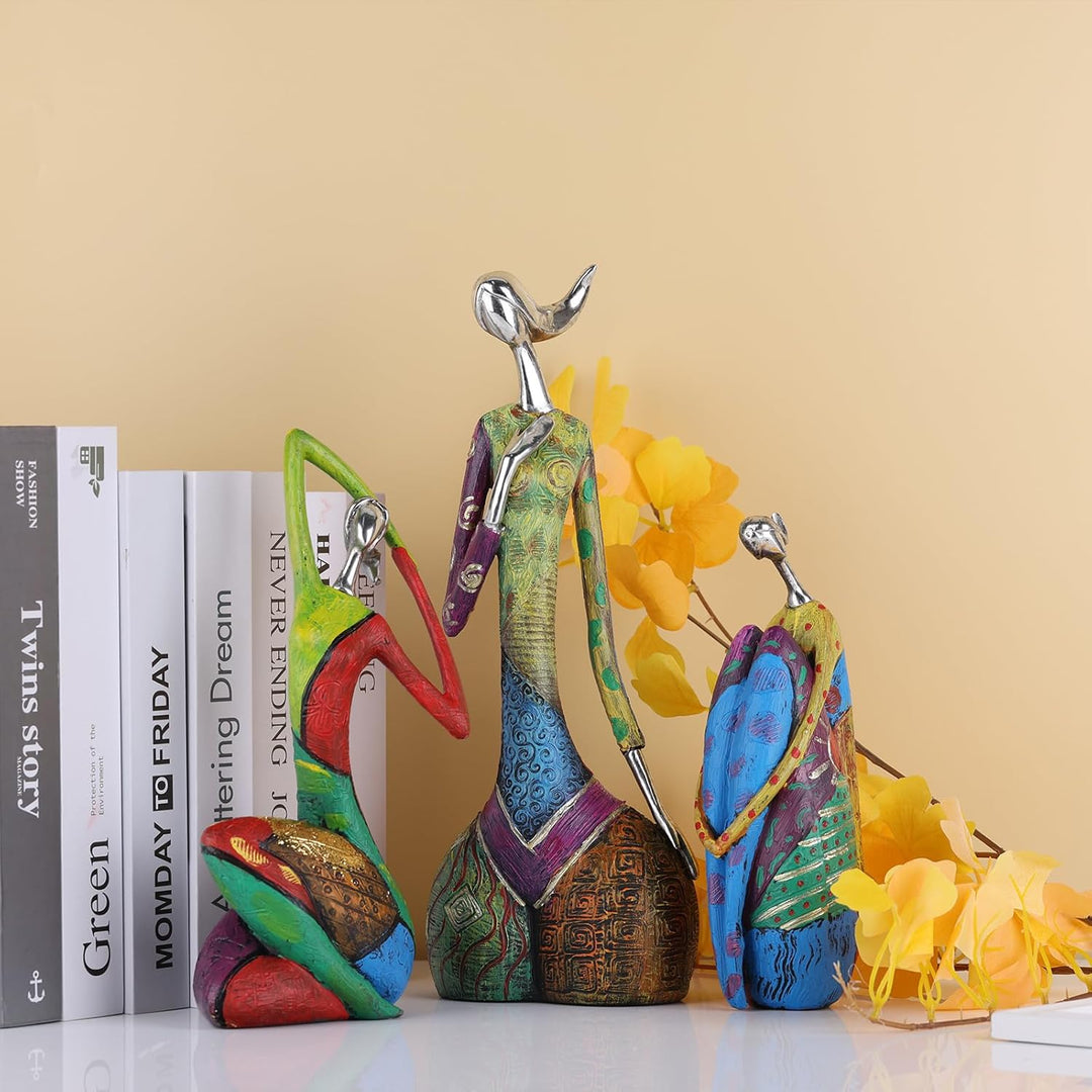 Bunte abstrakte Kunst weibliche Yoga-Pose Statue, Indoor-Moderne Wohnkultur Bunte Figur Malerei Kuns