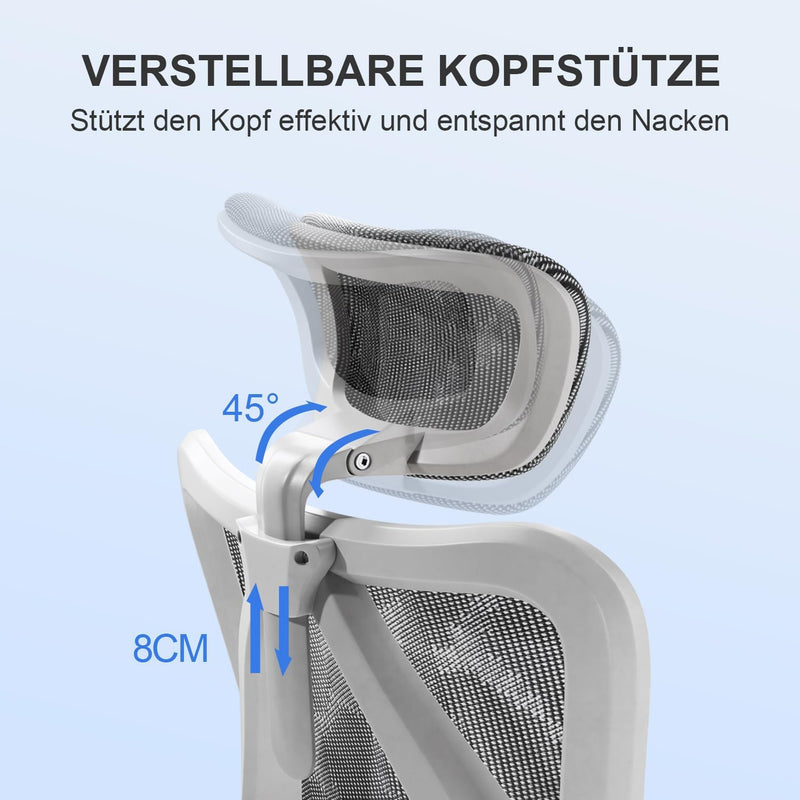 SIHOO M57 Ergonomischer Bürostuhl mit 3-Wege-Armlehnen, Lendenwirbelstütze und Verstellbarer Kopfstü