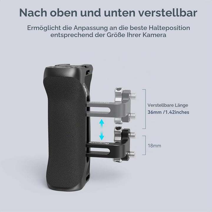 SMALLRIG 1/4" Seitengriff für Kamerakäfige, Aluminium Side Handle mit integriertem 1/4"-20 Gewindelo