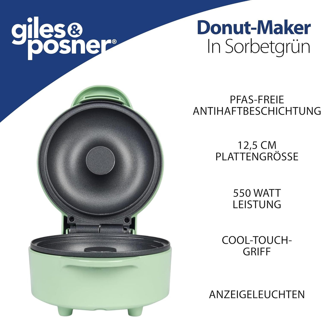 Giles & Posner Doughnut Maker – Einzelne grosse Donut-Maschine, PFAS-freie Antihaftbeschichtung, lei