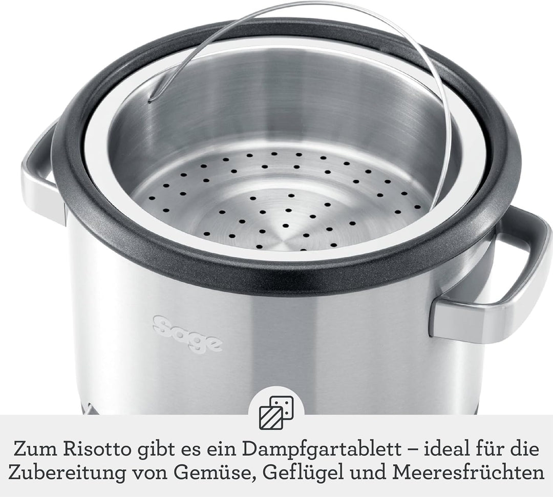 Sage - The Risotto Plus - Multikocher mit Rührfunktion für Risotto - 3,7 L Reiskocher, Dampfgarer, S
