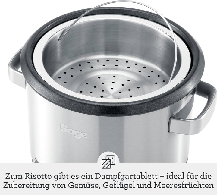 Sage - The Risotto Plus - Multikocher mit Rührfunktion für Risotto - 3,7 L Reiskocher, Dampfgarer, S