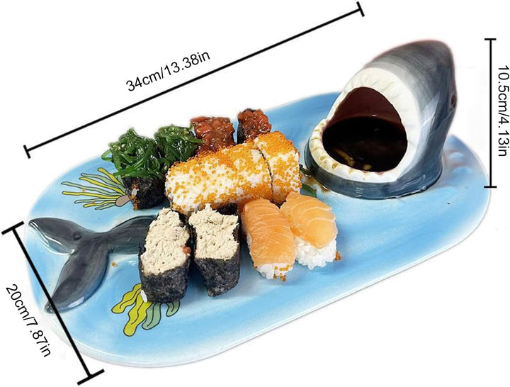 Sushi-Teller – Keramikgeschirr, Hai-Taco-Halter mit einzigartigem Design, spülmaschinenfestes Geschi