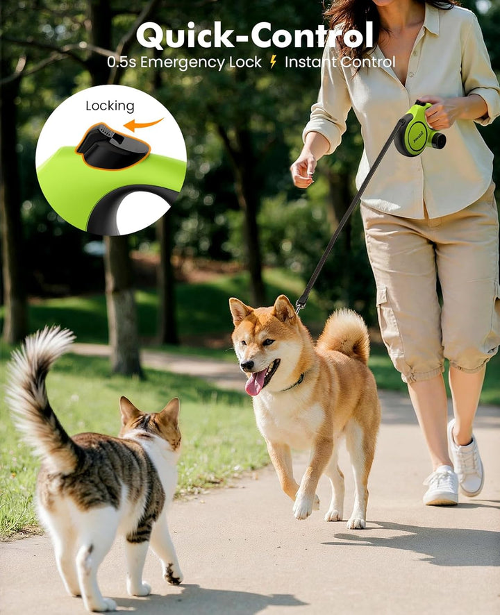pecute Hundeleine 5m mit Bissfestem Kabel 46cm| Leicht Rollleine Reflektierende für Hund mit Kotbeut