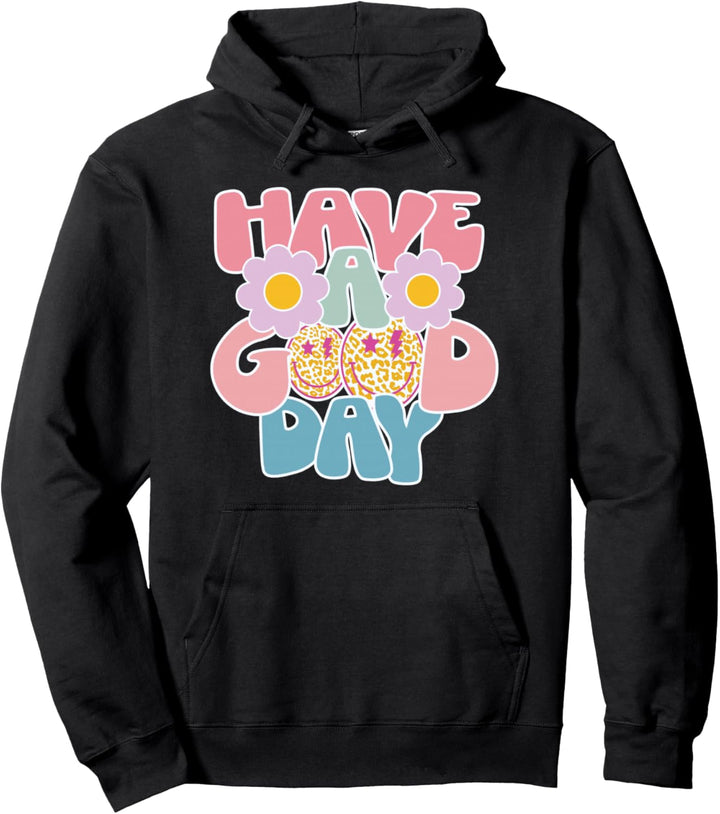 Have A Good Day Smile Leopardenmuster Gesicht Damen Mädchen niedlich Pullover Hoodie