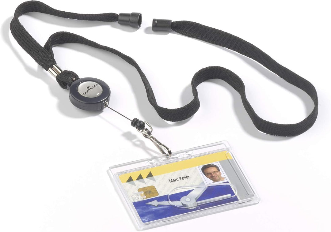 Durable Halsband mit Sicherheitsverschluss und ausziehbarem Federhaken, 10 Stück, schwarz, 822301