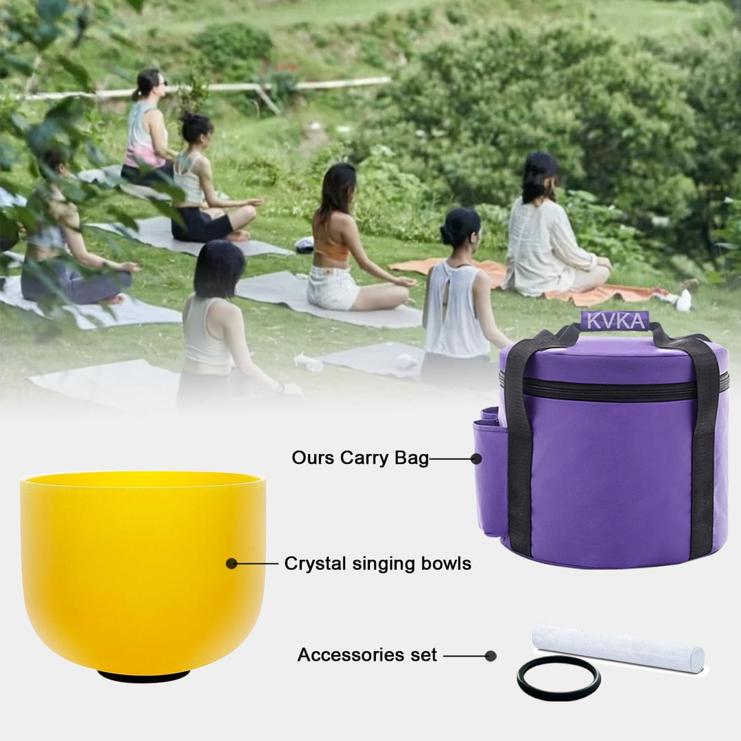 KVKA 25cm Klangschalen, 432Hz E note 10 inch Gelb Chakra Sound Healing Klangschale für Meditation St