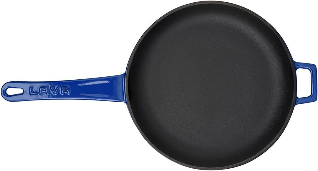 LAVA Cookware Gusseisen emailliert Bratpfanne mit Metallgriff, rund, 20 cm, blau