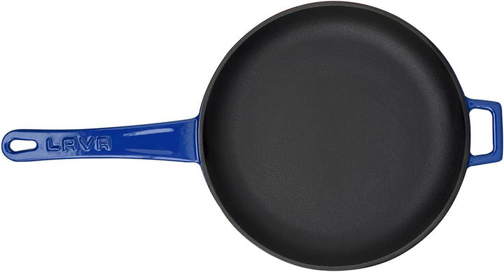 LAVA Cookware Gusseisen emailliert Bratpfanne mit Metallgriff, rund, 20 cm, blau