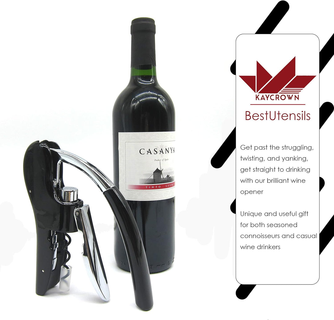 Best Utensils Profi-Flaschenöffner, Zinklegierung, mit Hebel, Korkenzieher, mit Folienschneider, Kel