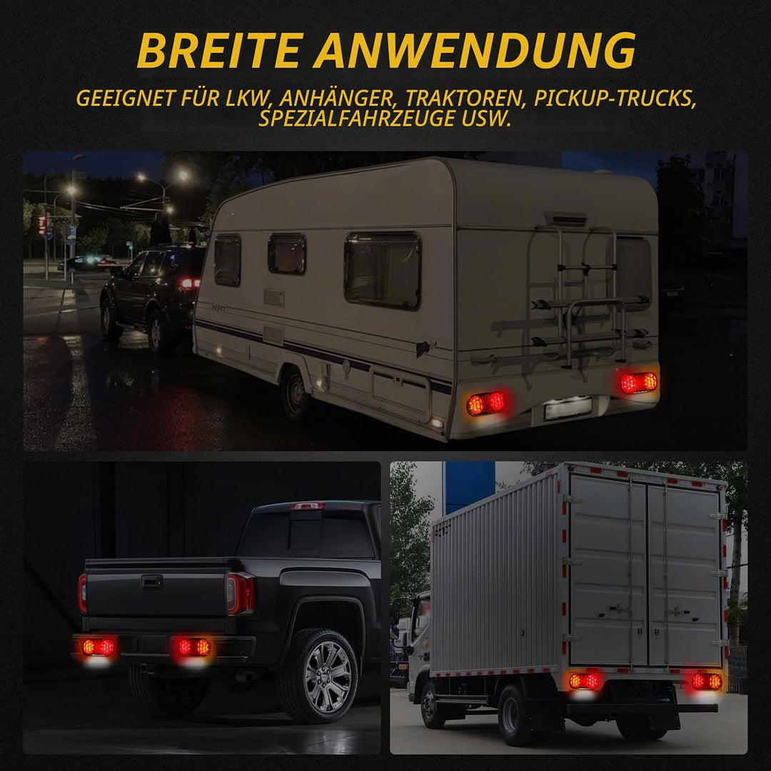 2 Stück LED Anhänger Rücklicht, 12V 24V Rückleuchten, IP67 Wasserdicht mit Brems, Rücklicht, Indikat
