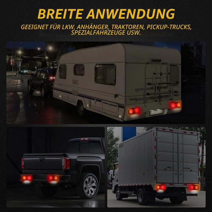 2 Stück LED Anhänger Rücklicht, 12V 24V Rückleuchten, IP67 Wasserdicht mit Brems, Rücklicht, Indikat