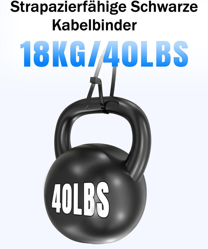 400 Stück Kabelbinder Schwarz Set,Tesmax Kabelbinder UV Beständig,wiederverschliessbar Nylon Super H