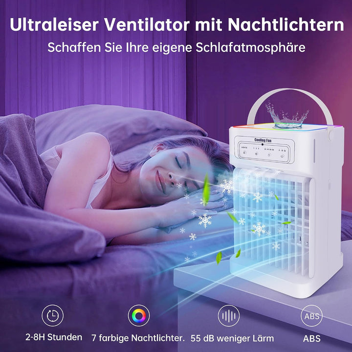 Klimaanlage Mobil, 4-in-1 Mobile Klimaanlage, Ventilator mit Wasserkühlung 1100ml Wassertank, Air Co