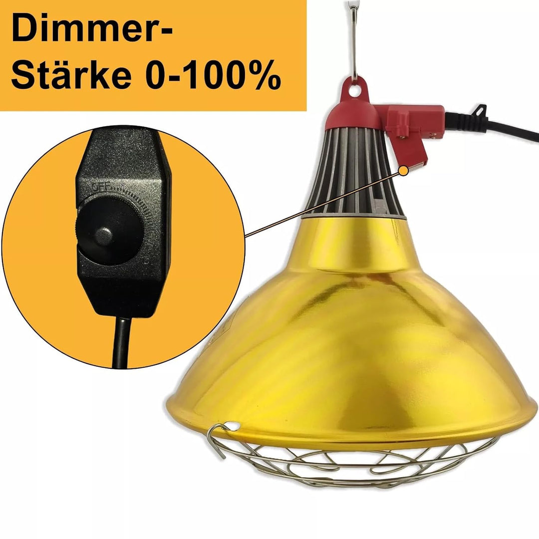 XXL Wärmestrahler 30 ⌀ Durchmesser mit Sparschalter | 5 meter Kabel mit Infrarotlampe | Set 150 W Ro