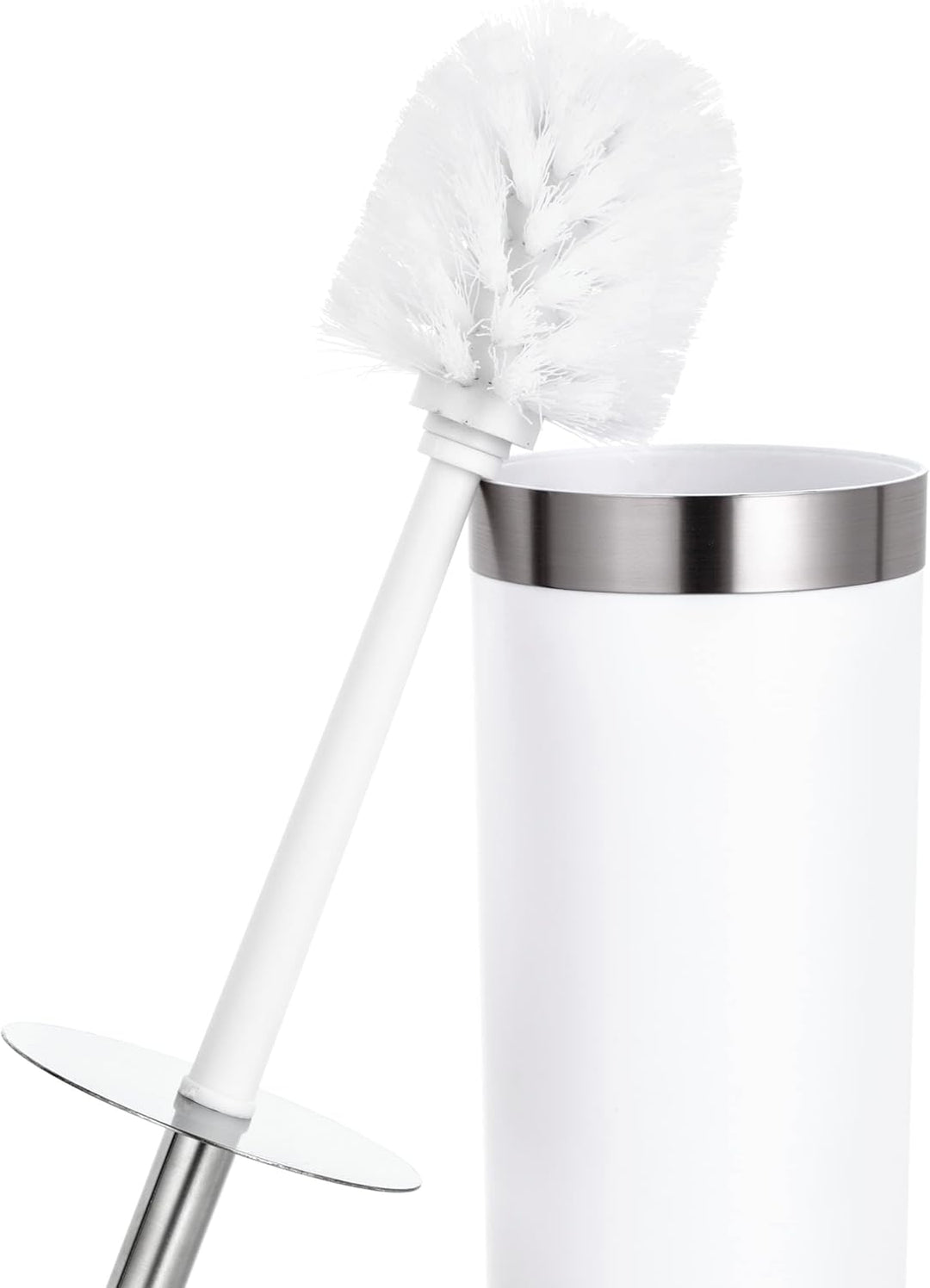 Baroni Home WC-Bürstenhalter aus Kunststoff, Toilettenbürste für Badezimmer, 12 x 12 x 34 cm, Weiss