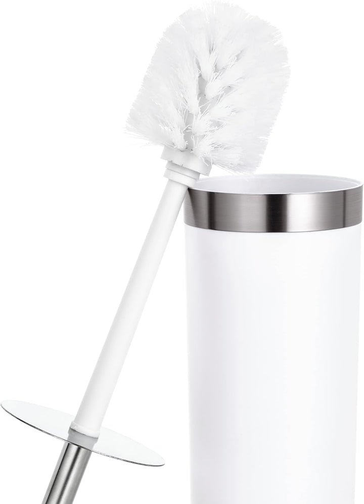 Baroni Home WC-Bürstenhalter aus Kunststoff, Toilettenbürste für Badezimmer, 12 x 12 x 34 cm, Weiss