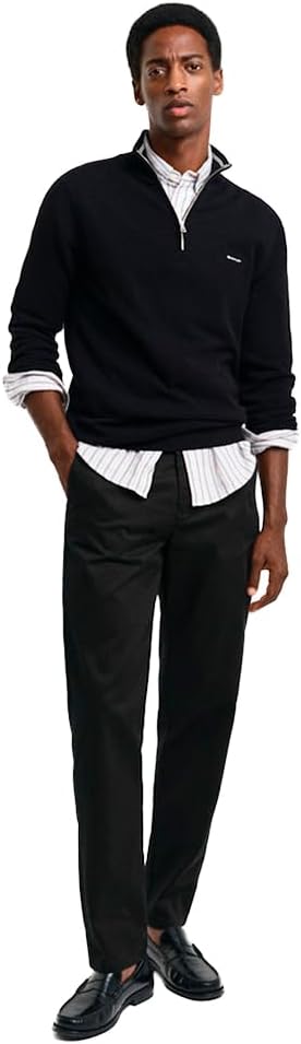 GANT Herren Cotton Pique Halfzip Pullover, Schwarz