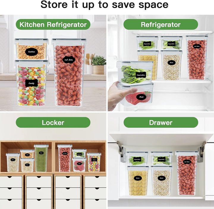 Baozun Vorratsdosen 8 Set, Aufbewahrungsbox Küche Organizer, Luftdicht Vorratsbehälter mit Deckel,Vo