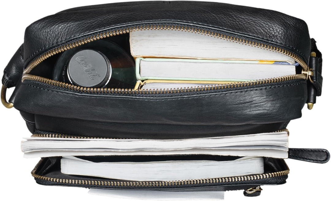 STILORD 'Nathan' Umhängetasche Herren Leder klein braun Vintage Herrentasche 10,1 Zoll Tablettasche