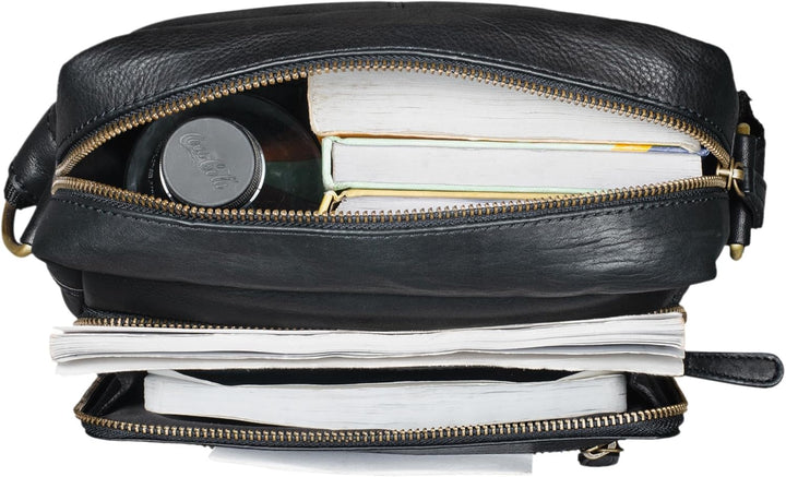 STILORD 'Nathan' Umhängetasche Herren Leder klein braun Vintage Herrentasche 10,1 Zoll Tablettasche
