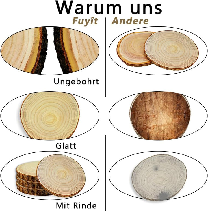 2 Stücke Holz Log Scheiben, 26-30 cm Baumscheiben Tischdeko, Unvollendete Runde Naturholz Baumscheib