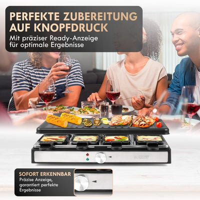 Bomann RG 6039 CB Raclette-Grill, Raclette für bis zu 8 Personen, zum Grillen und Überbacken, mit gr