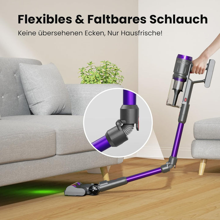 Akku Staubsauger 600W/58kPa/75Min, Staubsauger Kabellos mit Tierhaar-Entfilzer und Elektrorasierer,