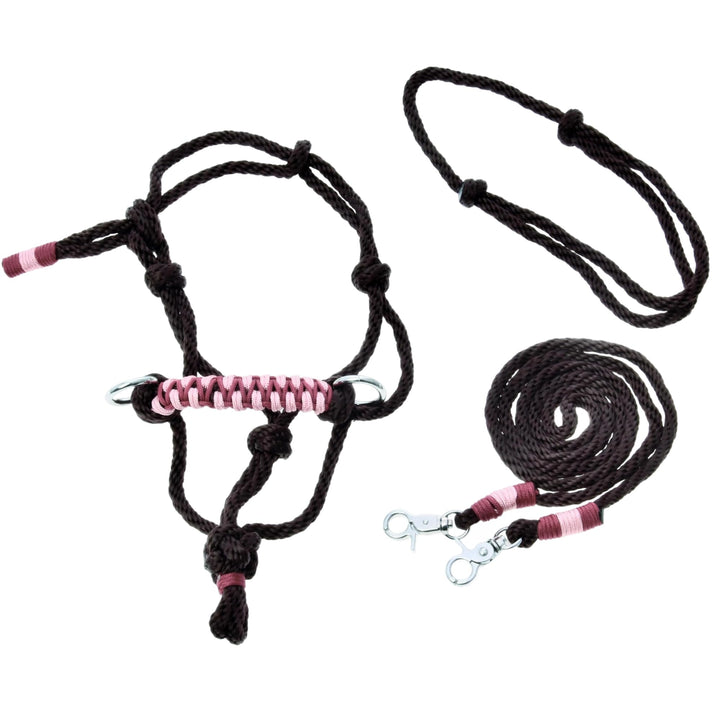 LarDen Hobby Horse Zubehör SeilSet - Halfter mit Zügel & Halsring für Steckenpferd - Braun, Rot - St