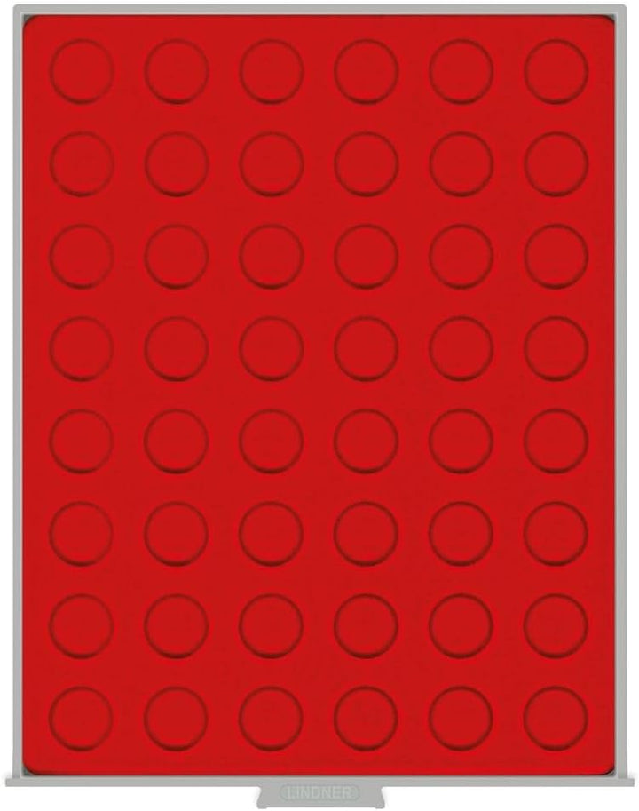 LINDNER Das Original Münzbox Standard mit 48 runden Vertiefungen für Münzen mit Ø24,25 mm