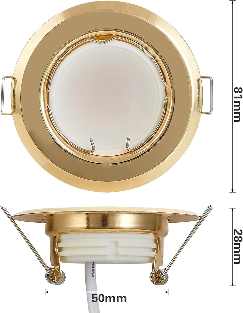 HCFEI Flache LED Einbaustrahler ultra flach Gold farbig Rund mit LED Spot Modul 230V I 3W 320Lumen I