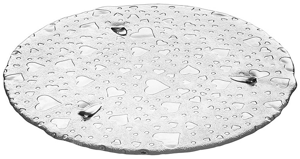 Leonardo Heart Torten-Platte aus Glas, handgefertigter Torten-Teller mit Herzoptik, Glas-Platte für