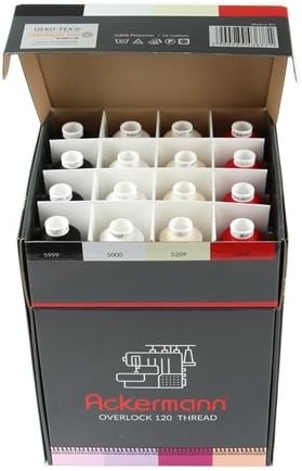 Ackermann Bauschgarn/texturiertes Garn 64x 1000m (Kone) Sortiment, Farbenmix, Garn für Overlock und