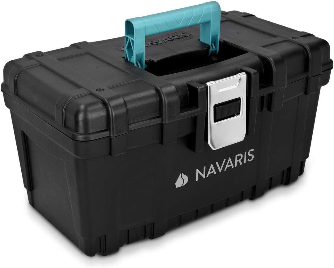 Navaris Werkzeugkasten 16" Box leer - 40,6 x 23,8 x 22cm - 19 Liter Volumen - mit einer Stahlschlies