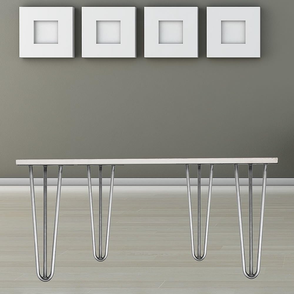 Melko 4 Stück Hairpin Legs Haarnadel Tischbeine aus 12 mm Stahl Tischfuss inkl. Bodenschoner, Höhe 4