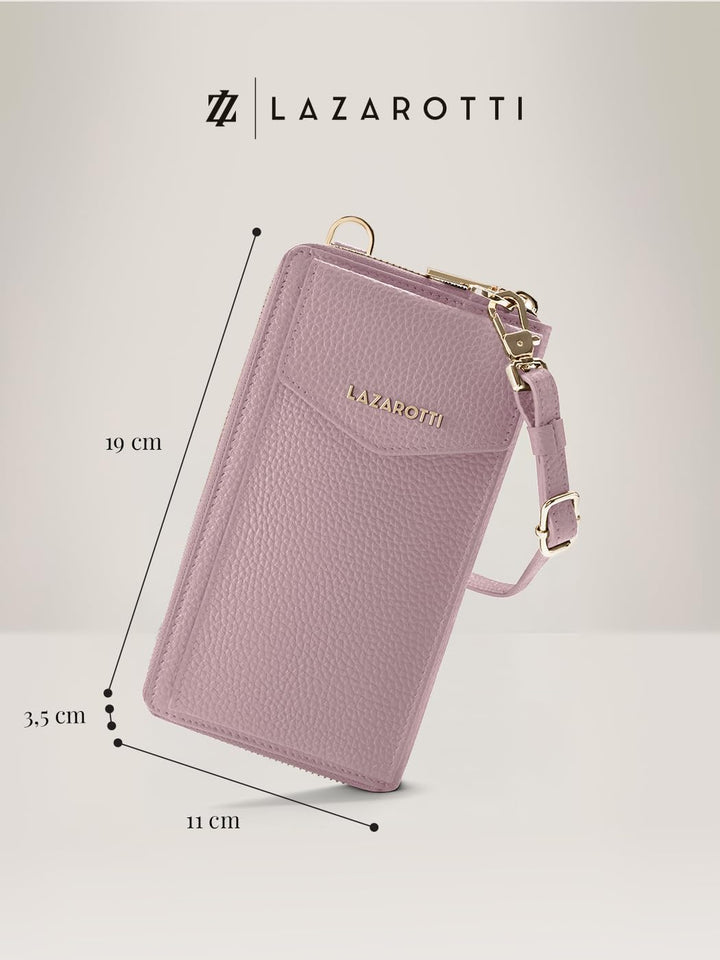 Lazarotti Bologna XL Leder Damen-Geldbörse &amp; Handytasche (2-in-1) | 16 Kartenfächer | zum Umhängen m