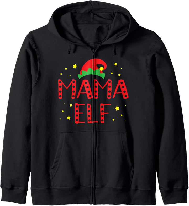 Cute Mama Elf Christmas Elf Hat With Stars Kapuzenjacke