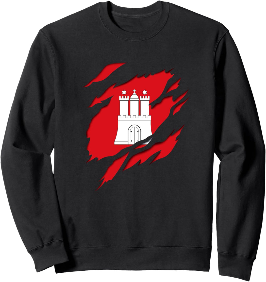 Land Hamburg Deutsche Fahne und Wappen Sweatshirt