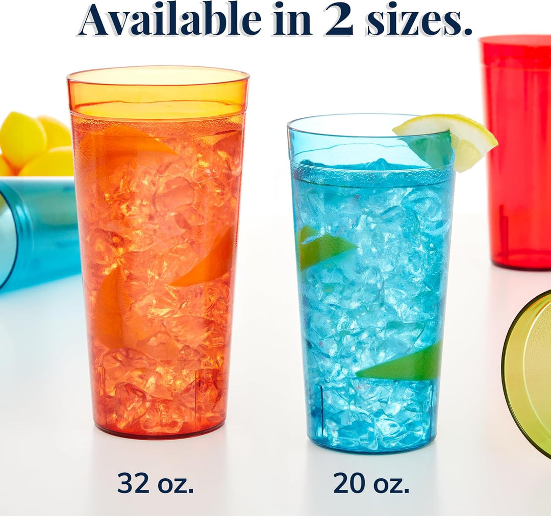 US Acrylic Café Trinkbecher aus Kunststoff, stapelbar, 590 ml, in 4, 16 Trinkbecher, wiederverwendba