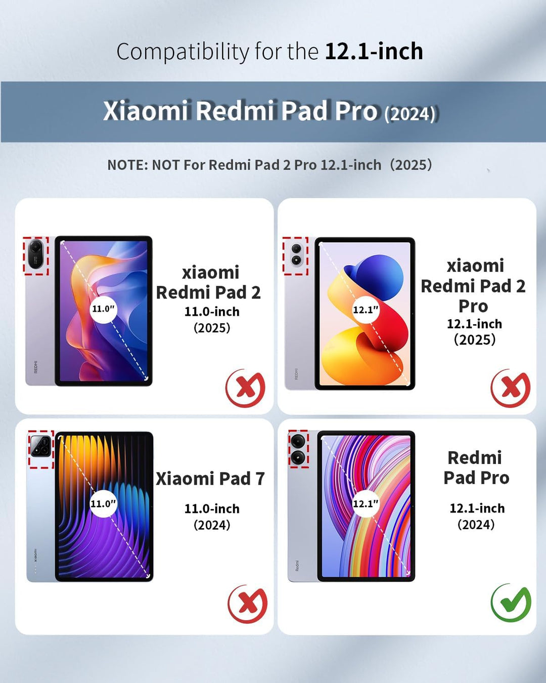 EasyAcc Tastatur Hülle Kompatibel mit Redmi Pad Pro 12.1 / Xiaomi Poco Pad 12.1 2024 mit Schutzfolie