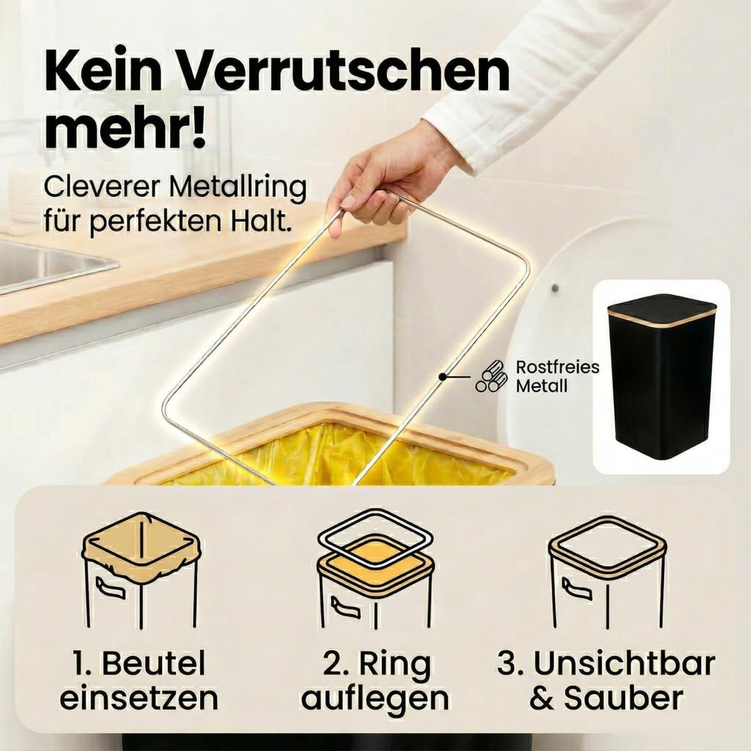 Gelber Sack Ständer 100L mit Deckel & Edelstahlring Geruchsabweisende Müllsackständer ist Extrem Rob