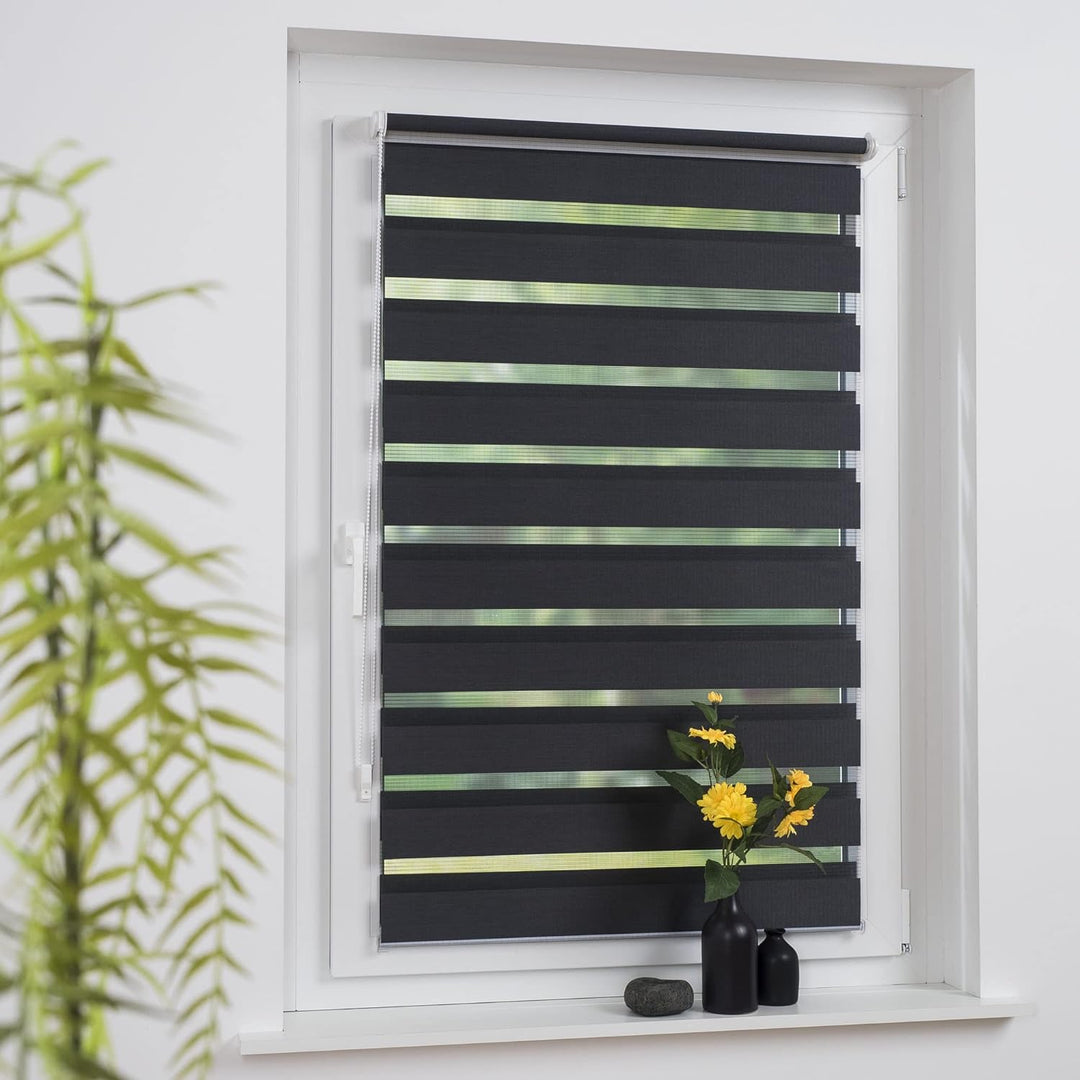 Liedeco® Duo Rollo Klemmfix - 80 x 200 cm anthrazit/transparent lichtdurchlässig Blickdicht und stuf