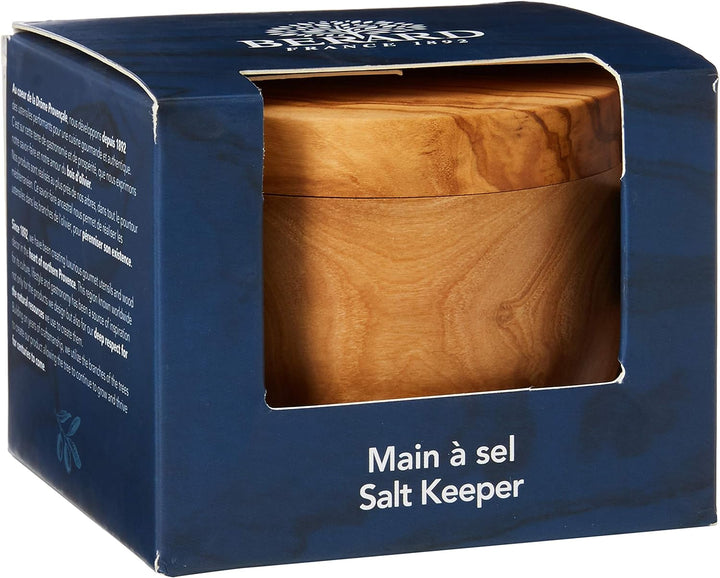 Berard 90070G Salzbehälter, Durchmesser 10–11 cm, Olivenholz, mit Geschenkbox, Braun