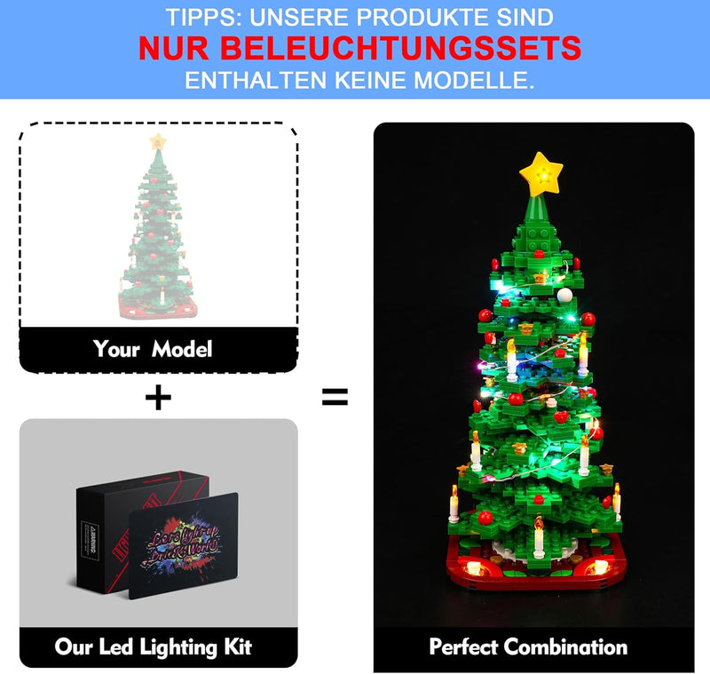 LocoLee Licht Set Kompatibel mit Lego Weihnachtsbaum, Nur Lichter Set, Licht Beleuchtung Set Compati