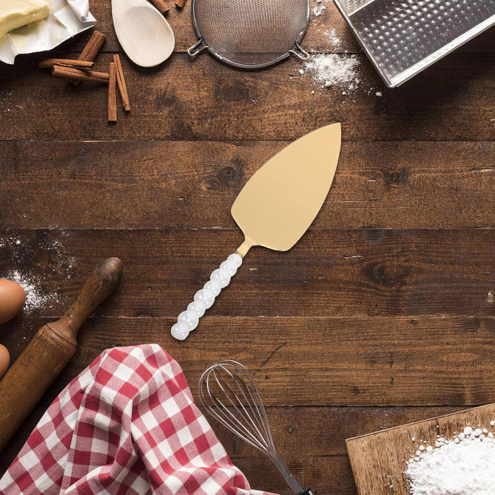 DOITOOL Tortenheber aus Metall mit Gezahnter Edelstahlklinge Keramikgriff für Desserts Kuchen und To